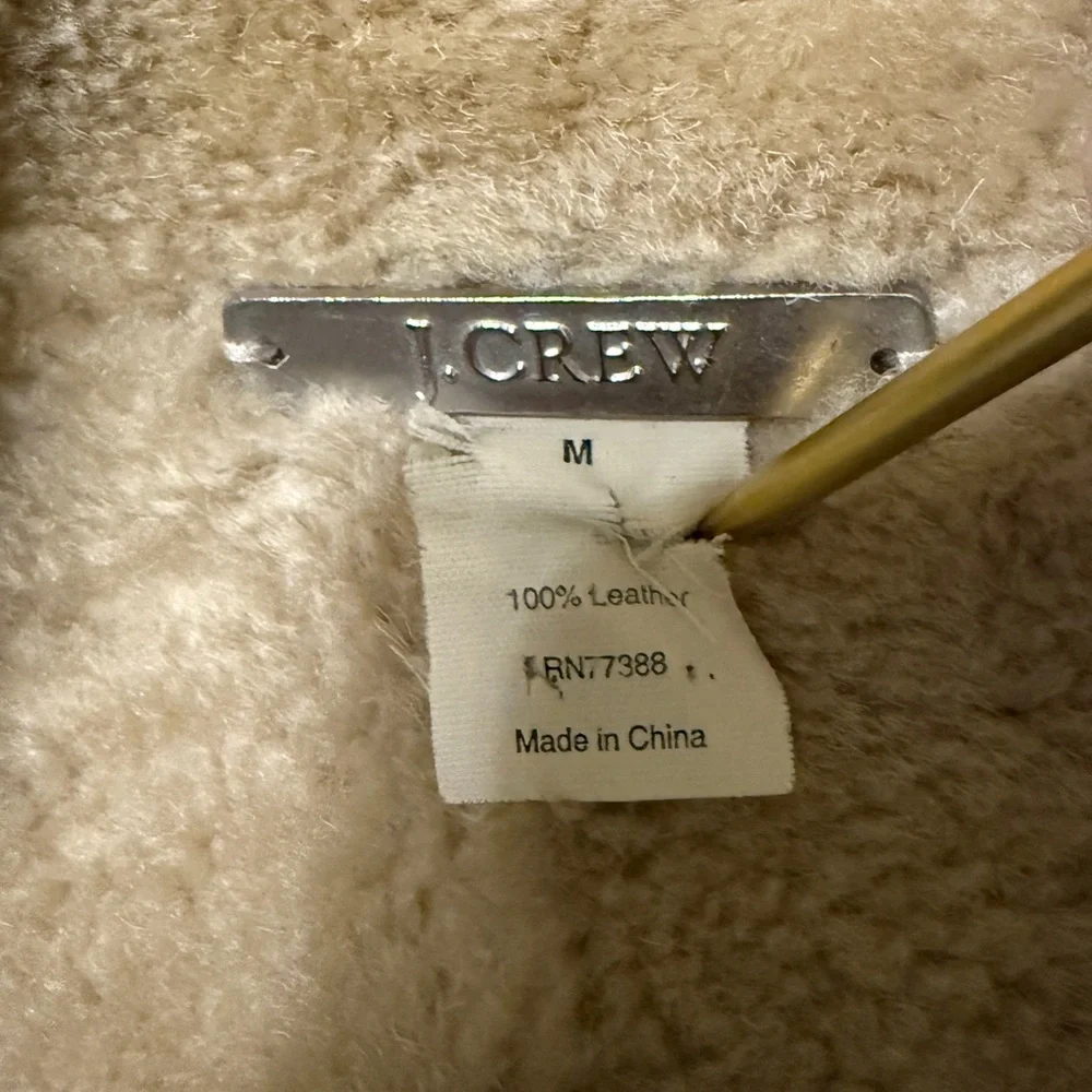 J.Crew Shearling 100% Leather Tan Penny Lane Style Wool Lined Coat Runs small ! - Picture 3 of 12